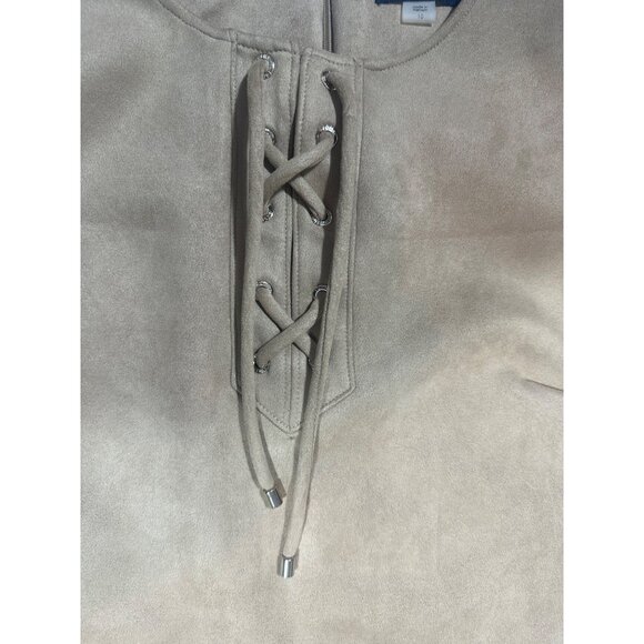 Tommy Hilfiger Women's Faux Suede Short Sleeve Jewel Neck Mini Shift Dress S -10 - Picture 9 of 10